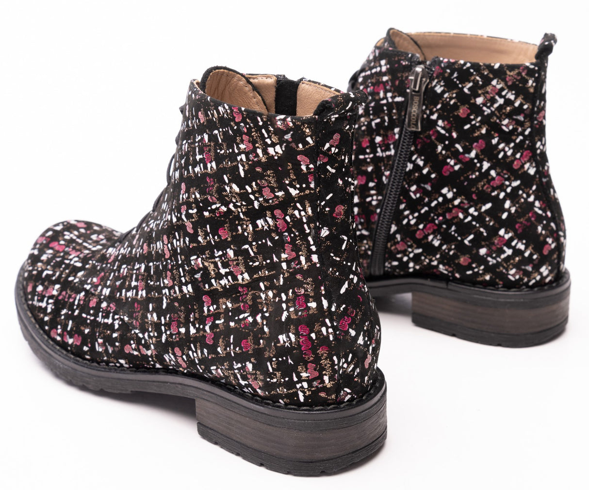 Bosccolo Womens Ankle Boots - Black/Burgundy/White