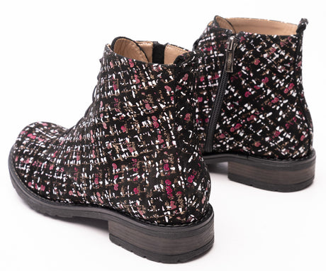 Bosccolo Womens Ankle Boots - Black/Burgundy/White