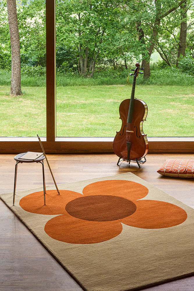 Orla Kiely Flower Placement Pumpkin - Ecru 158203 Rug