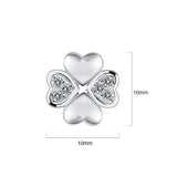 Solid 925 Sterling Silver Heart Petals Studs Earrings
