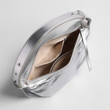 Soft Leather Crescent Crossbody - Silver