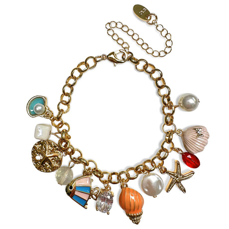 Bullion Gold Beaded Summer Sea Charm Gold Bracelet
