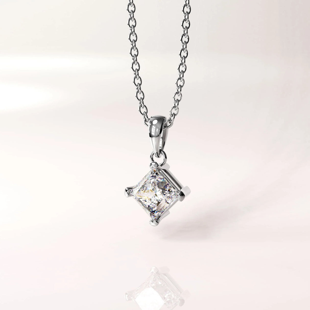 Krystal Couture Square-Cut Pendant Necklace Embellished with SWAROVSKI Crystals in White Gold