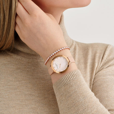 Ted Baker Womens Ammy Rosegold Pink Leather + Bracelet Set