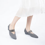 Princess Crystal Strap Mary Jane Wedges - Grey
