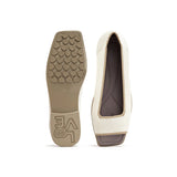 Colorblock Peep Toe Knit Flats - Ivory
