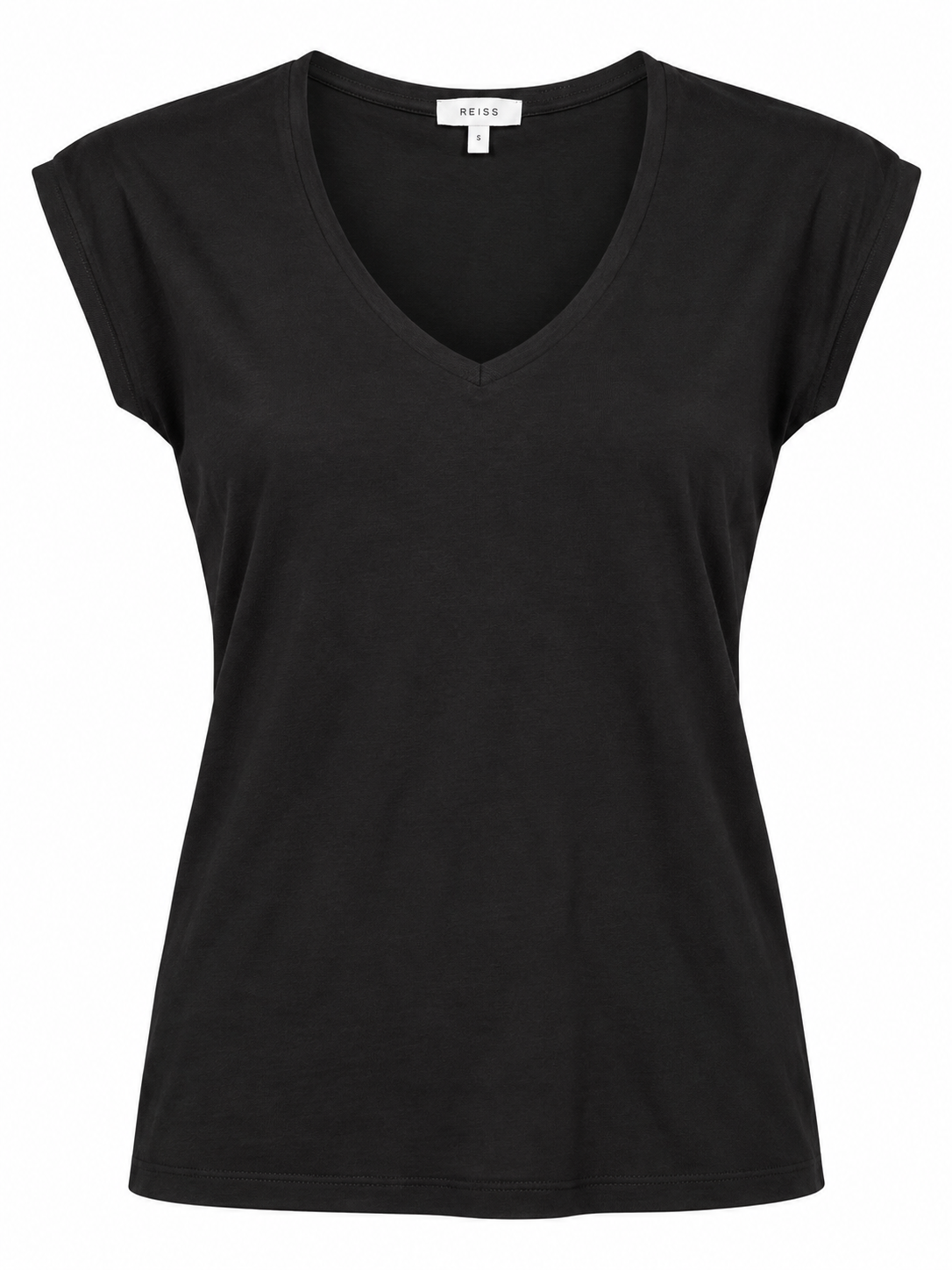 Reiss Women's Tia Viscose V-Neck T-Shirt - Black