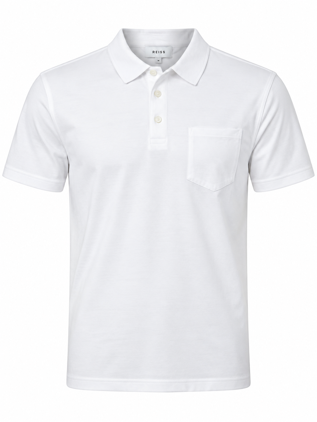 Reiss Men's Hendrix Short Sleeve Mercerised Polo Shirt - White