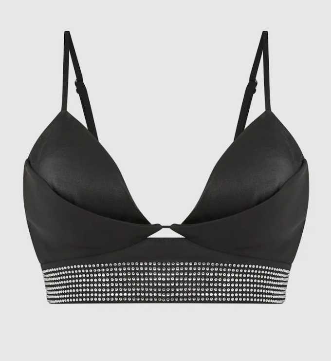 Reiss Women's Beth Embellished Bra Top - Black