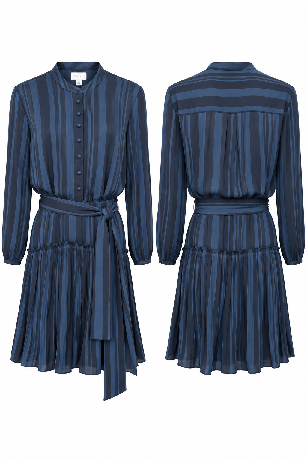 Reiss Women's Jill Long Sleeves Print Flippy Dress - Navy