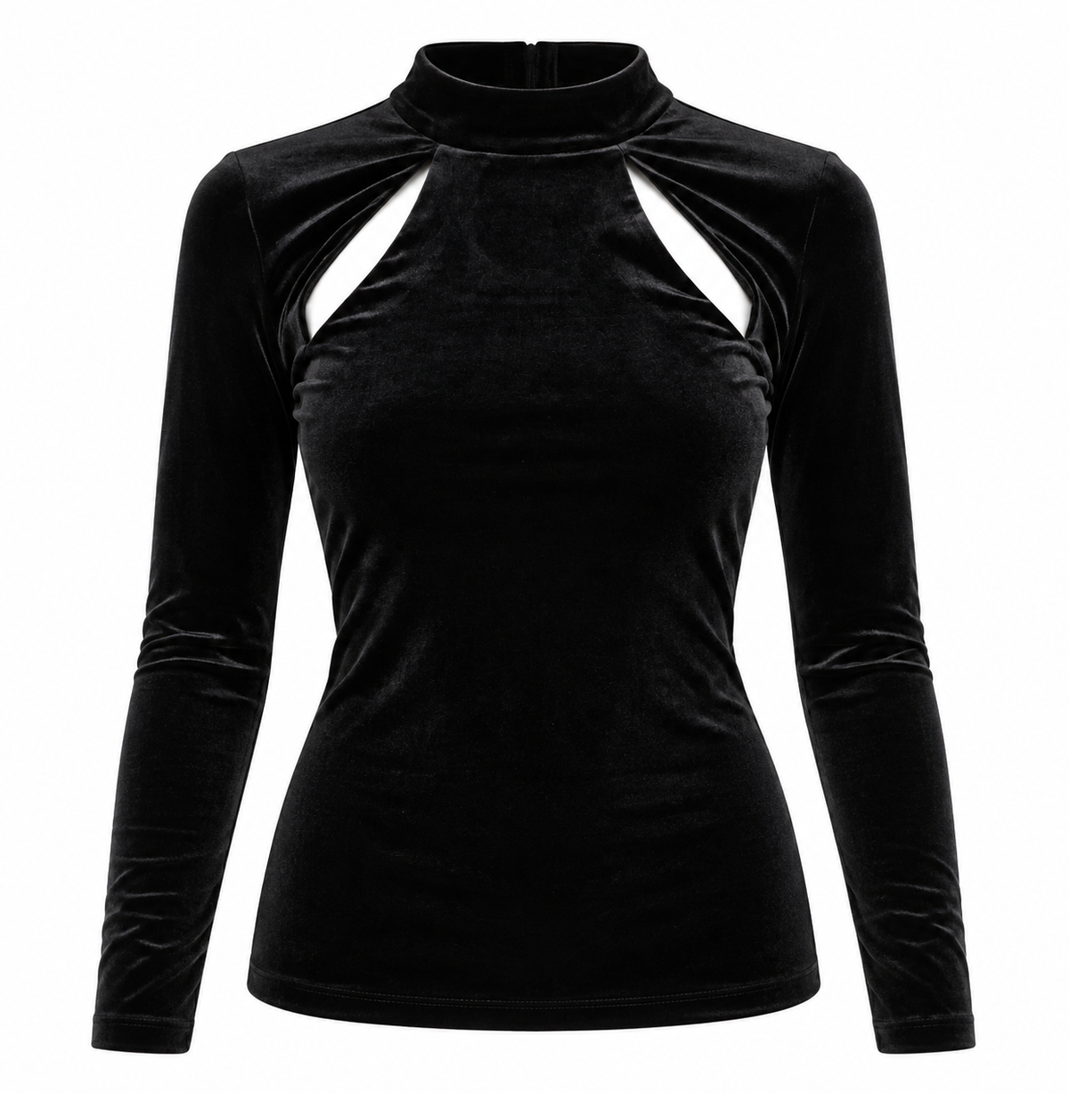 Reiss Women's Maddie Velvet Cutout Long Sleeve Top - Black