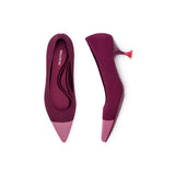 Corporate Color Block Kitten Heels - Wine