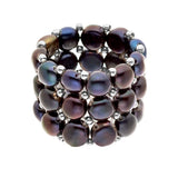 Ring Freshwater Pearl Black 3-4mm Adjustable