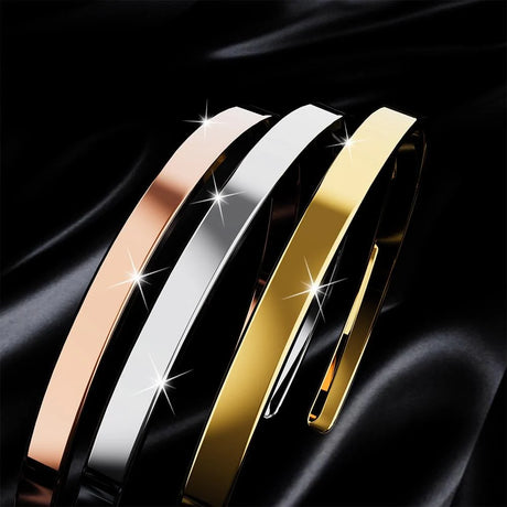 Bullion Gold Avenue Classic Cuff Bangle White Gold - 4mm