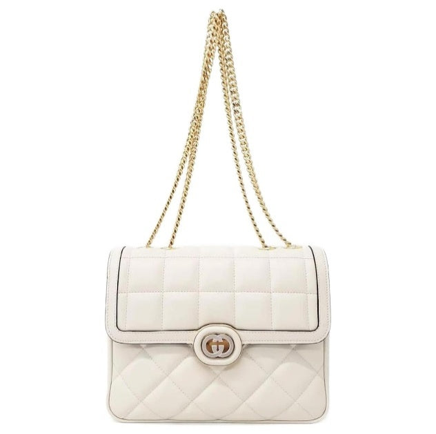 Gucci Quilted Leather Juliette Deco Shoulder Bag  - White
