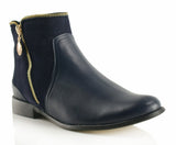 Bosccolo Womens Boots With Zipper - Navy Blue/Suede