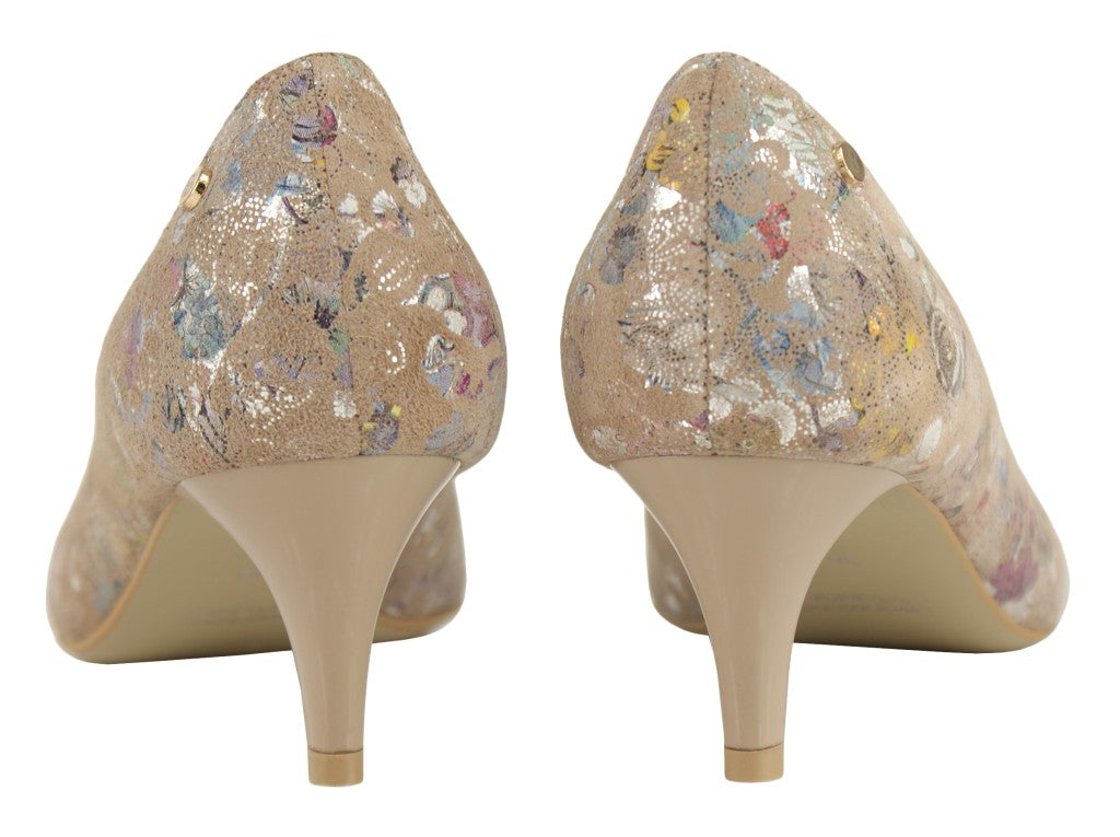 Bosccolo Womens High Heels - Silver Flower/Beige