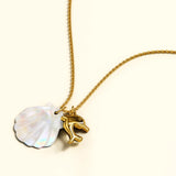 Bullion Gold Pearl Shell & Gold Dolphin Necklace