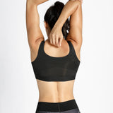 Full Length Zip Front Wireless Racerback Sports Bra - Black