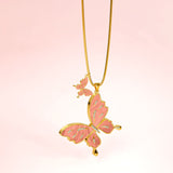 Krystal Couture Sweet Butterfly Long Necklace Pink Embellished with SWAROVSKI Crystals