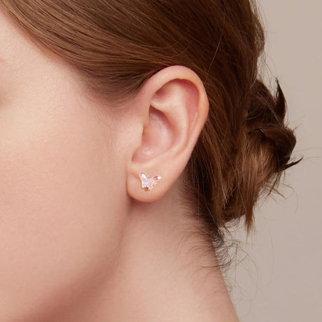 Solid 925 Signature Silver Butterfly Goddess Stud Earrings