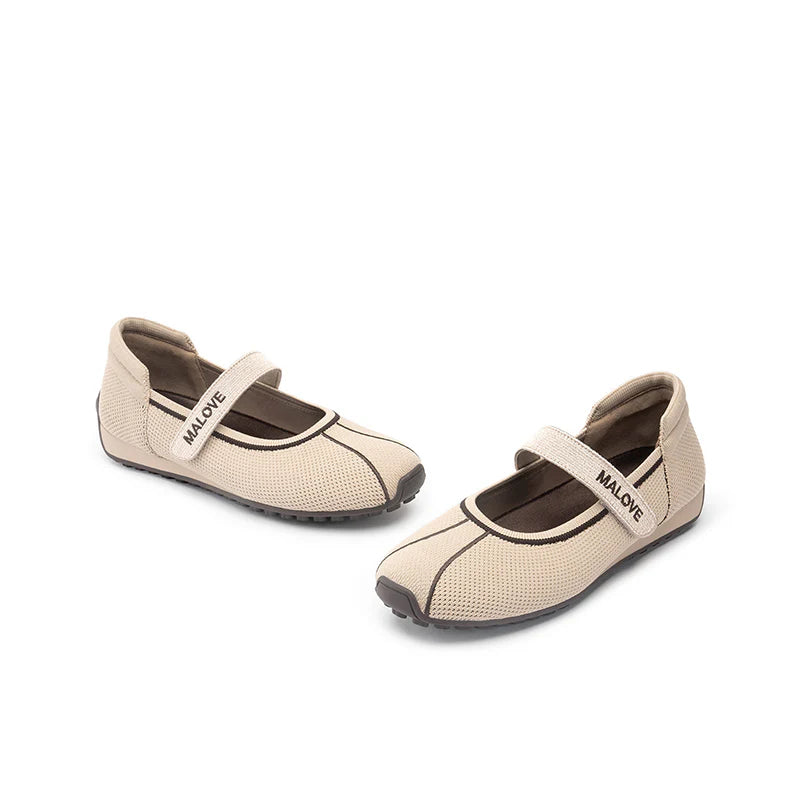 Sport Ballet Mary Jane Flats - Beige