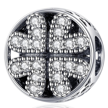 Solid 925 Sterling Silver Petal of Love CZ Charm