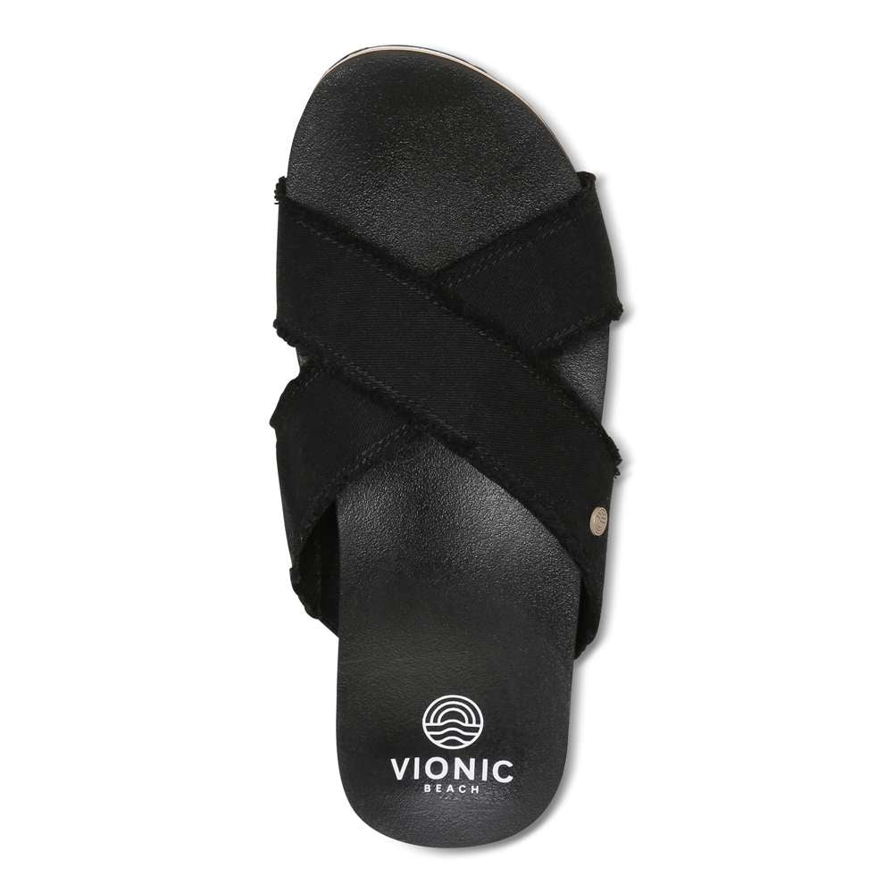 Vionic Panama Beach Slide - Black Canvas