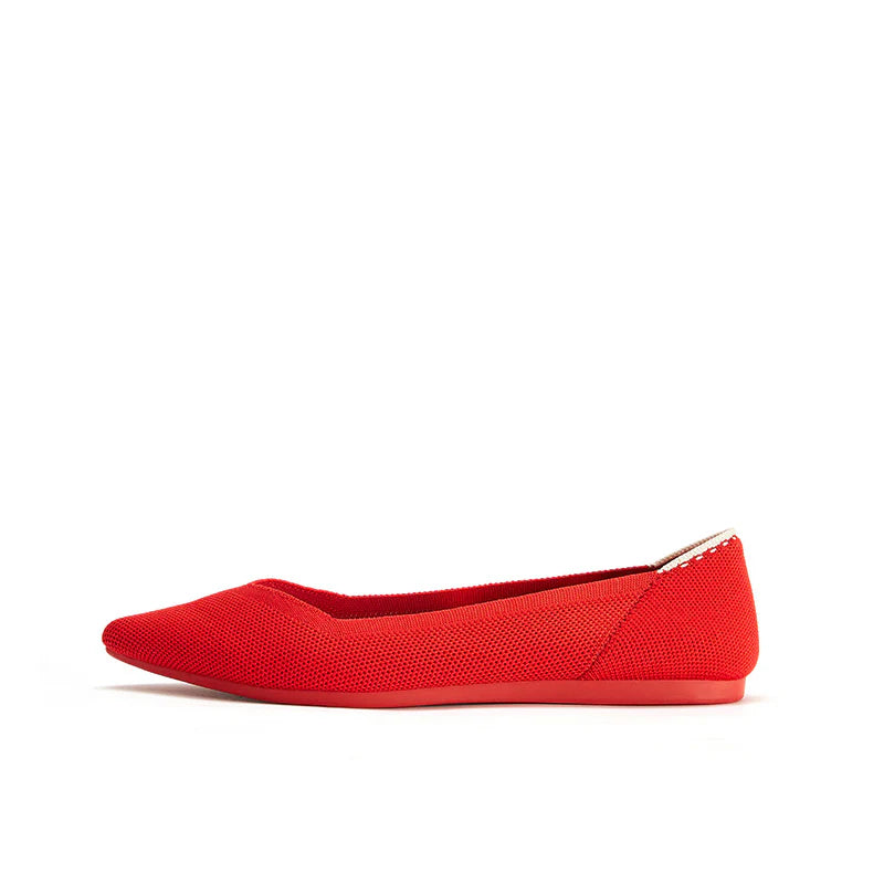 Comfortable Woven Pointed Toe Work Flats - Red