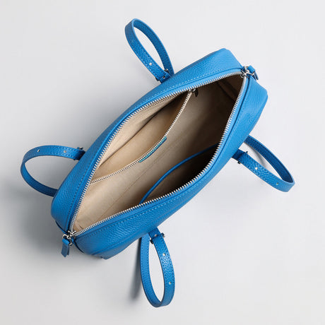 Pebbled Leather Pillow Shoulder Bag - Blue