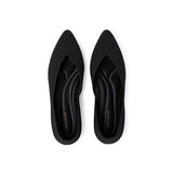 Pointed Toe Knit Ballet Flats - Black