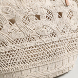 Handcrafted Multi-Pattern Macrame Tote - Ivory