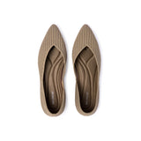 Pointed Toe Knit Ballet Flats - Mocha