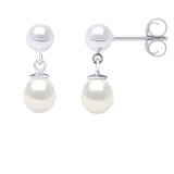 Drop Earrings Freshwater Pearl White Sterling Silver 6-7mm