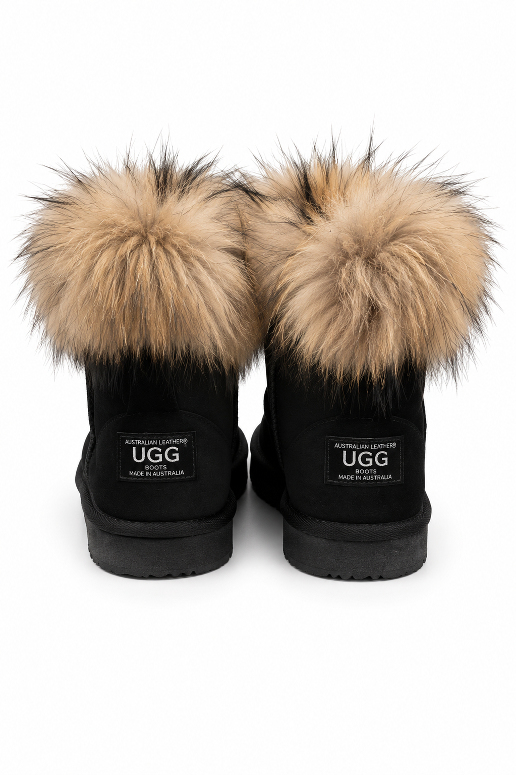 Australian Leather Ugg Fur Short Uggs - Black - AU8