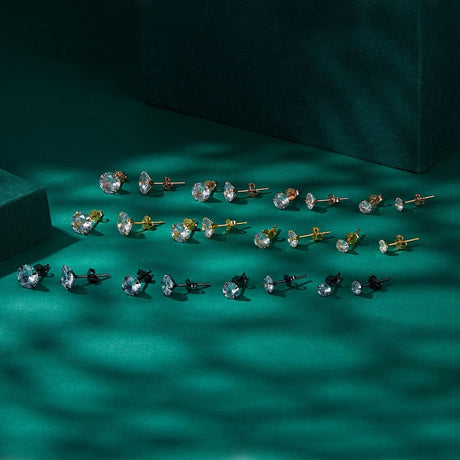 Solid 925 Signature Silver Mary Anne Crystal Stud Earrings In Rose Gold