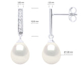 Earrings Real Cultured Freshwater Pearls Pear 7-8 mm - Natural White - Longueur 42 cm