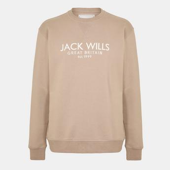 Jack Wills Men's Belvue Graphic Logo Crew Neck Sweatshirt - Grey