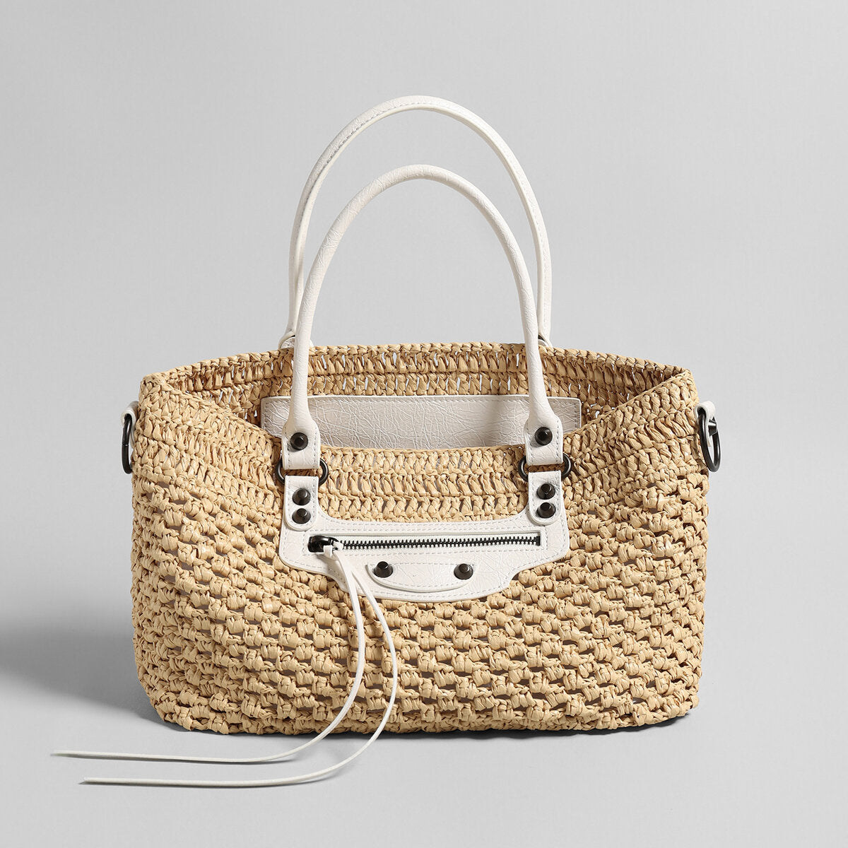 Handwoven Raffia Tote Bag - Ivory