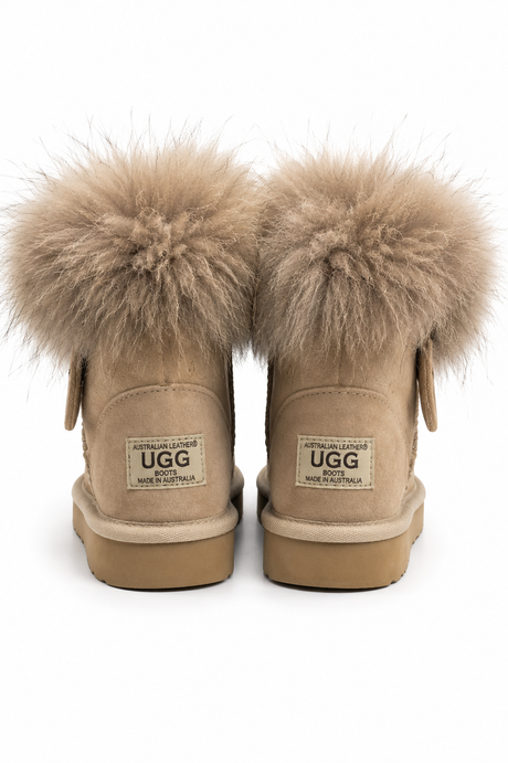 Australian Leather Ugg Fur Mini Uggs - Natural - AU7