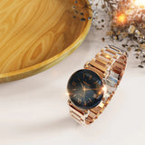 Bullion Gold Bullion Gold Romish Watch Embellished with Glittering Crystals - Rose Gold and Black