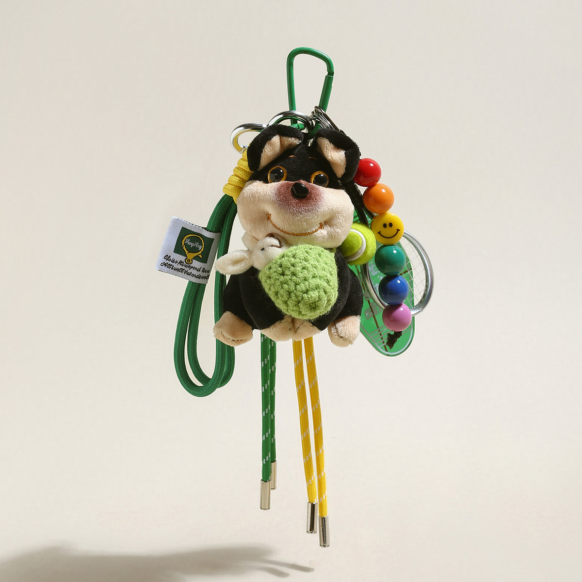 Plushy Dog Bag Charm - Green