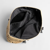 Handwoven Straw Chain Tote Bag - Black