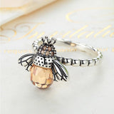 Solid 925 Sterling Silver Zirconia Queen Bee Ring
