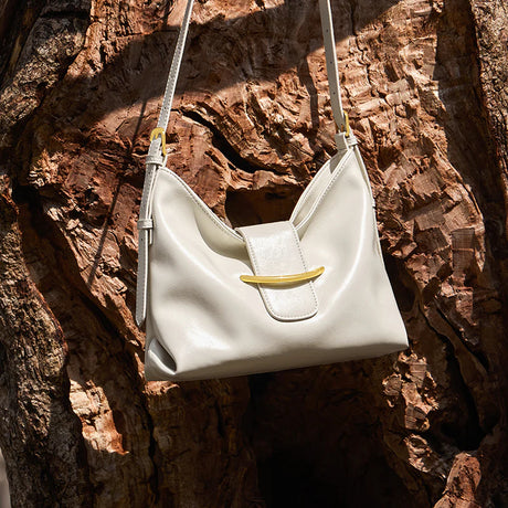 Nalandu Luxe Glossy Hobo Shoulder Bag - White