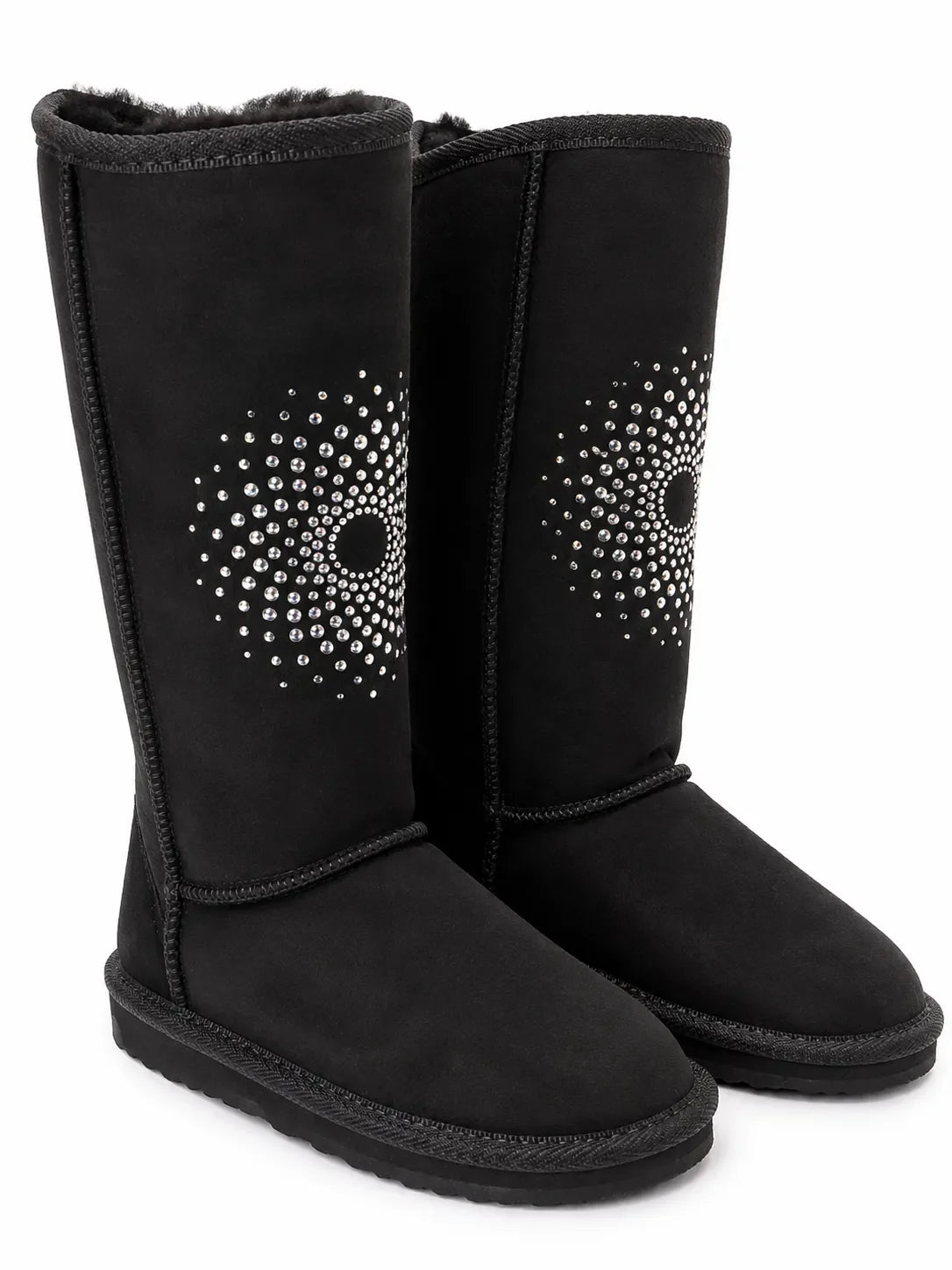 Australian Leather Ugg Long Crystal SunBurst - Black - AU6