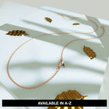 Bullion Gold Bold Alphabet Letter Initial Charm Necklace in Rose Gold Tone