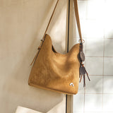 Nalandu Vintage Leather Large Capacity Tote Bag - Camel