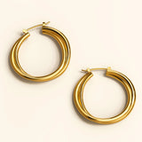 Bullion Gold Subtle Hoop Gold Layered Earrings