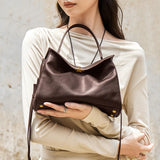 Nalandu Cloud Leather Satchel Bag - Chocolate